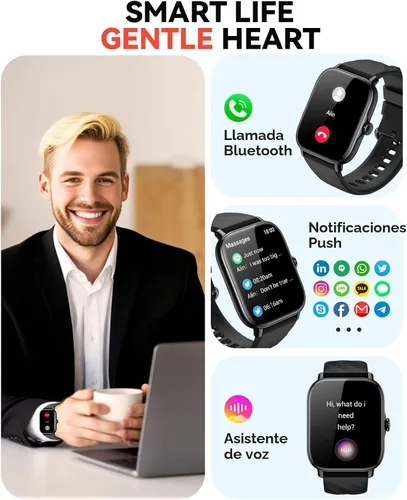 Vista 2 de Relojes inteligentes rastreador de actividad física para hombres y mujeres con contador de pasos, monitor de sueño y calorías, podómetro