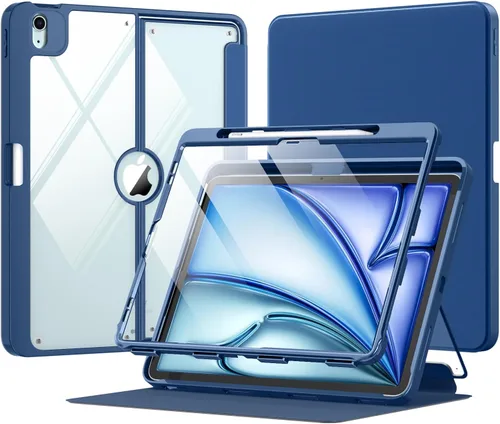 Vista 17 de MoKo Funda para iPad Air de 11 pulgadas 7ª/6ª generación M3/M2 2025/2024, iPad Air 5ª/4ª generación de 10.9 pulgadas 2022/2020 con soporte