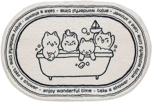 Vista 11 de Tapetes de baño ultra suaves y acogedores de dibujos animados, tapete de baño para sala de estar, tapete de baño antideslizante para puerta