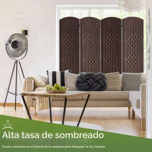 Vista 6 de FDW Divisor de habitación plegable de 4 paneles 6 pies, marrón Malla
