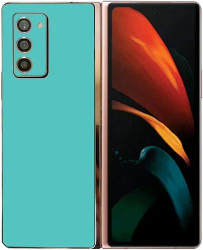 Vista 21 de MightySkins Skin compatible con Samsung Galaxy Z Fold 2, color azul claro, protectora, duradera y única, fácil de aplicar, quitar y cambiar de Azul