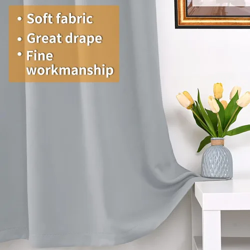 Vista 4 de YoungsTex Cortinas 100% opacas de 72 pulgadas de largo para dormitorio, cortinas opacas con aislamiento térmico y ojales, forro grueso y pesado
