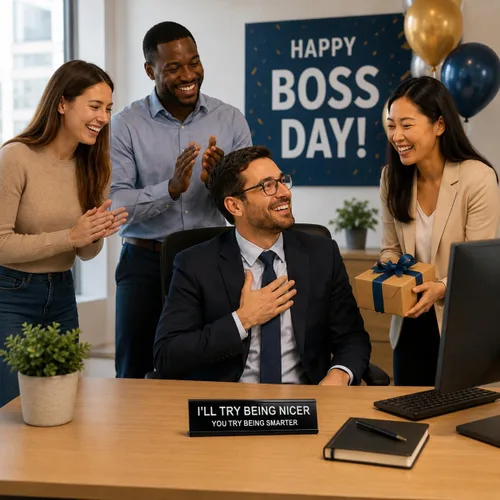 Vista 6 de Letrero Divertido para Escritorio de Oficina "I'll Try Being Nicer", Regalo Sarcástico y Mordaz, Broma con Humor Travieso para Compañero de Trabajo