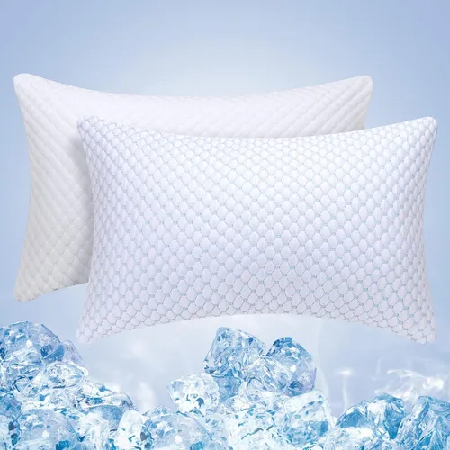 Vista 8 de OSBED Almohada refrescante de espuma viscoelástica triturada, tamaño estándar, loft ajustable con cuentas de gel y funda de Tencel transpirable
