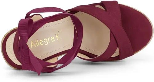 Vista 4 de Allegra K Sandalias de cuña con cordones para mujer