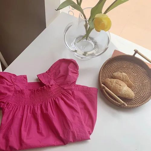 Vista 7 de VEFSU Toddler Kids Baby Girls Dress Puff Sleeves Solid Casual Party Ruffled Princess Dresses Infant Girl Clothes Dresses