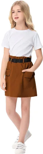 Vista 2 de Conjunto de 2 piezas de verano para niñas pequeñas, camisetas y pantalones cortos con falda