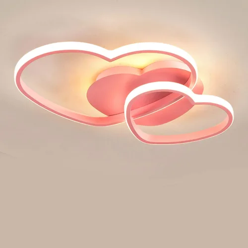 Vista 6 de YIYIBYUS Morden - Lámpara LED de techo con forma de corazón para dormitorio, lámpara acrílica con control remoto, lámpara de techo de dibujos