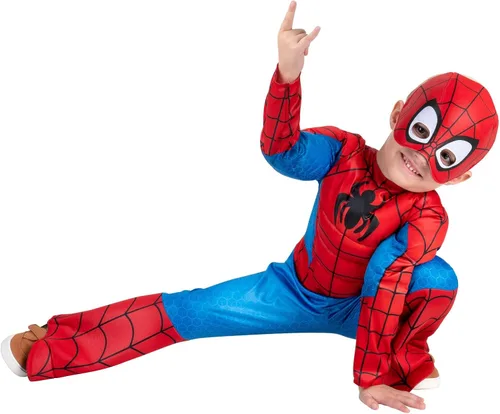 Vista 10 de MARVEL Official Toddler Deluxe Halloween Costume - Premium Quality Padded Jumpsuit and Fabric Headpiece (3T-4T)