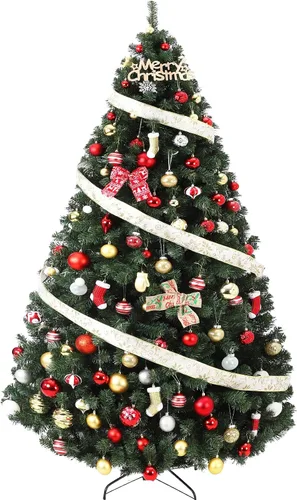 Vista 7 de GAOMON Árbol de Navidad artificial ancho de abeto Fraser preiluminado de Árbol de Navidad artificial esponjoso con 450 luces multicolor, 9 modos
