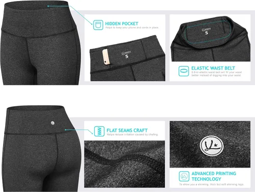 Vista 7 de QUEENIEKE Leggings de yoga de cintura alta con 2 bolsillos para mujeres y niñas, control de abdomen, levantamiento de glúteos, no se transparenta