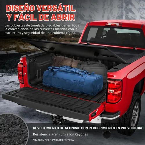 Vista 3 de DNA MOTORING TTC-HARD-054 - Cubierta rígida de tres pliegues para plataforma de camioneta, negro