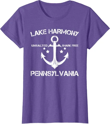 Vista 24 de Playera divertida de Lago Harmony Pennsylvania para acampada o pesca Negro