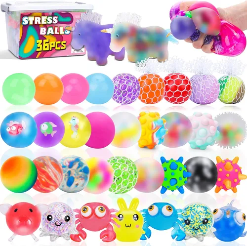 Vista 8 de BESNEL 160 Pack de bolas de estrés para adultos, bolas esponjosas a granel, juego de bolas de estrés, bolas anti-ansiedad y de juguete