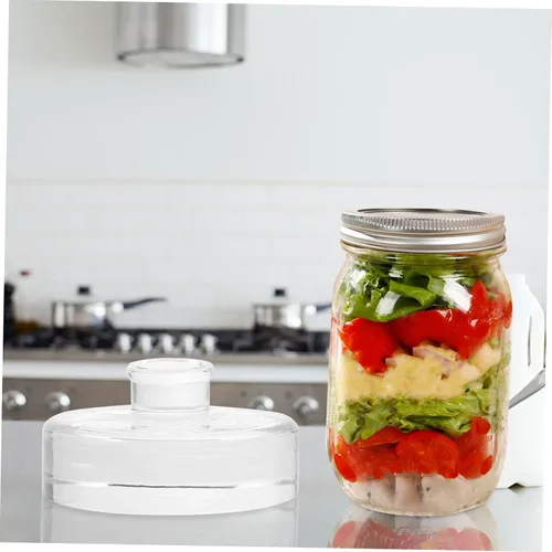 Vista 6 de UPKOCH Tarro de fermentación de vidrio con tapas de fermentación de tarro de pepinillo con mango de fácil agarre para frascos de boca ancha