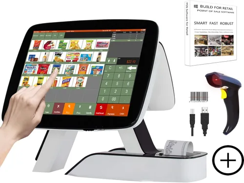 Vista 8 de Caja registradora con impresora térmica incorporada con software de sistema POS, cajón de efectivo, escáner de código de barras (minorista)
