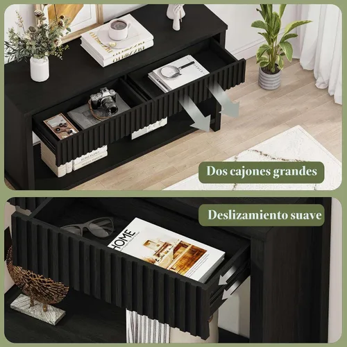 Vista 3 de BON AUGURE Mesa consola de madera para entrada, mesa de entrada de 47 pulgadas con almacenamiento, mesas de sofá estrechas con cajones, modernas