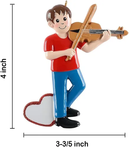 Vista 6 de Adorno de Navidad personalizado para violín, 2025 para niño violín, adorno musical personalizado, adornos de Navidad con temática musical, adornos