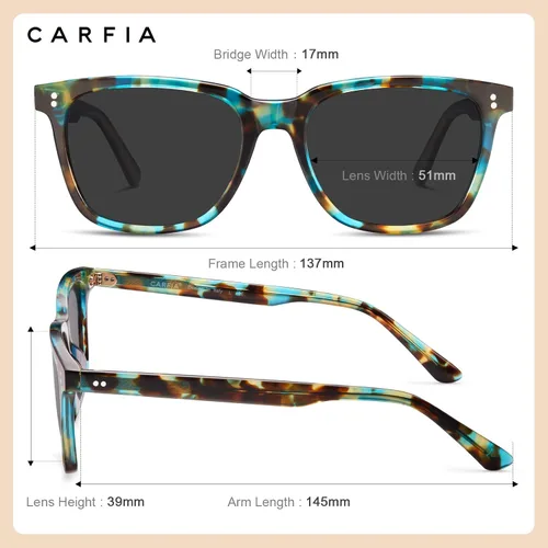 Vista 87 de Carfia Chic - Lentes de sol polarizados para mujer, protección UV400, marco de acetato pulido a mano