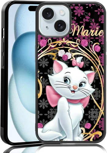 Vista 78 de Elegante funda de teléfono con diseño de gato Marie compatible con iPhone 11, funda de encaje dorado para iPhone, a prueba de golpes, rosa fucsia