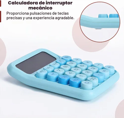 Vista 3 de Mr. Pen - Calculadora con interruptor mecánico, 12 dígitos, pantalla LCD grande, calculadora azul con botones grandes, suministros para el regreso