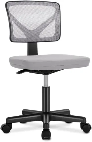 Vista 11 de Silla de oficina de malla sin brazos, silla de escritorio ergonómica con respaldo bajo, sillas giratorias ajustables para computadora para espacios