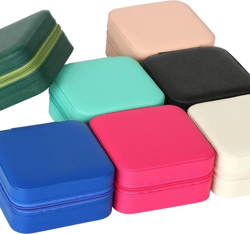 Vista 7 de GOTDYA Organizador de viaje de joyería cajas de joyería pequeñas portátiles esenciales de viaje para mujeres color rojo rosa