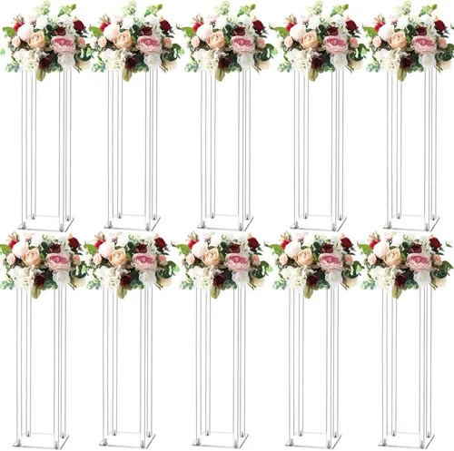 Vista 6 de 10 jarrones acrílicos de 23.62 pulgadas, centro de mesa, decoración de mesa, soporte de flores para centros de mesa de boda para mesas