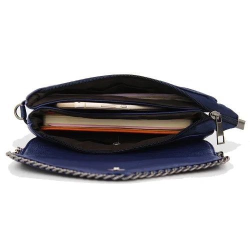 Vista 7 de Bolsa de hombro moderna para mujer con sobre bonito, L, Azul