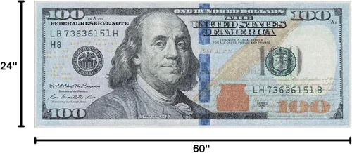 Vista 2 de Well Woven Money Collection New Hundred Dollar Bill - Alfombra de pasillo de 2 x 5 pies Azul verdoso