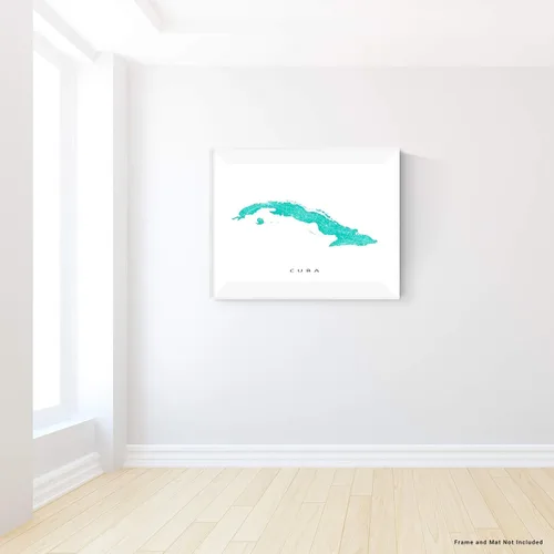 Vista 7 de Cuba Map Wall Art Print 8x10, Cuba Poster 24x36, Handmade Topographic Cuba Decorations for Home, Havana, Caribbean Island, Cuba Gifts by Maps As Art