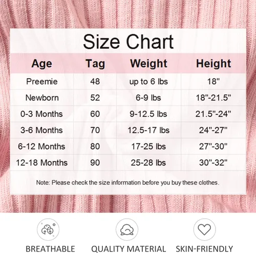Vista 6 de fioukiay Ropa de bebé para niñas, conjuntos de mameluco acanalado para niños pequeños, conjuntos de ropa de otoño e invierno