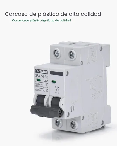 Vista 5 de Interruptor de Circuito en Miniatura AC, Interruptor de Circuito de 6 Amp 120V/240V de 2 Polos para Montaje en Riel DIN, Desconexión de CA Solar