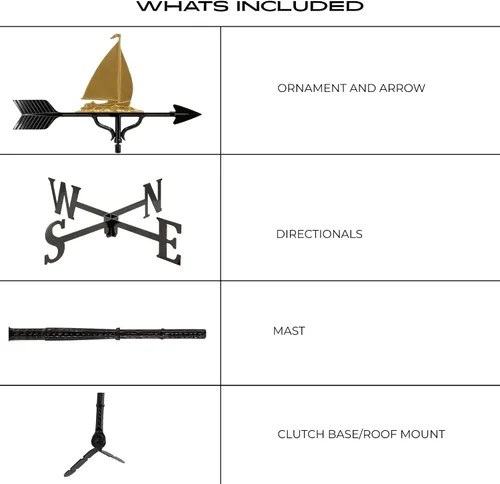 Vista 6 de Montague Metal Products Veleta de 32 pulgadas con adorno de velero dorado Oro