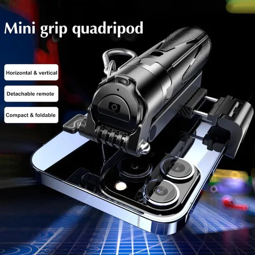 Vista 4 de Mini trípode para selfie, 3 en 1, mini trípode extensible para teléfono with Detachable Remote Pocket Size, Phone Grip, 10m Wireless Shutter, Vlog