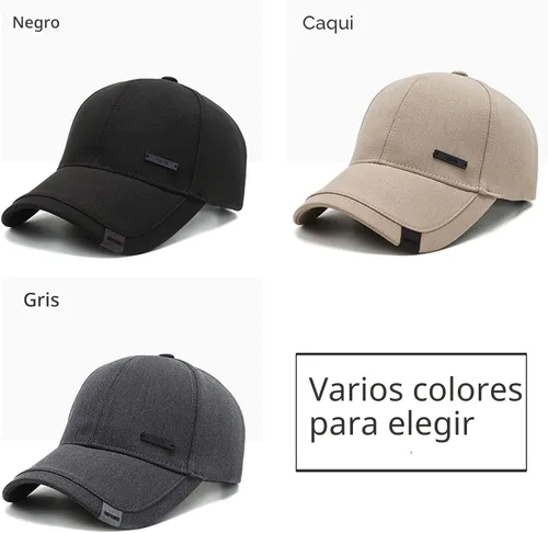Vista 2 de Gorra vintage de algodón para papá con viseras de doble capa, gorra de béisbol ajustable, sombrero de camionero moderno para hombre Negro
