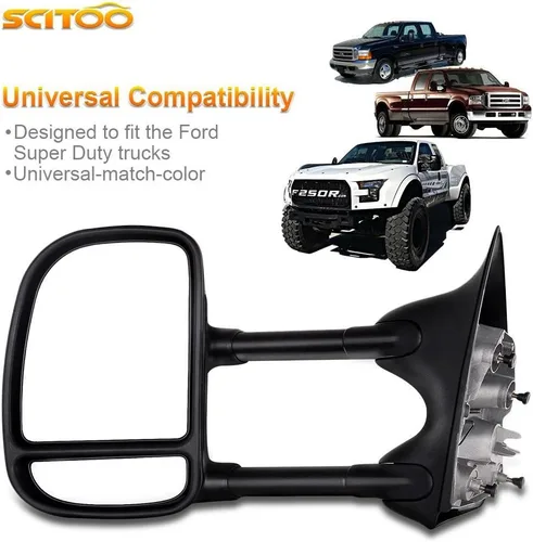 Vista 2 de Scitoo Par de espejos laterales para el 99 – 07 ford F250 F350. Negros, vista telescópica, 61095 – 96f