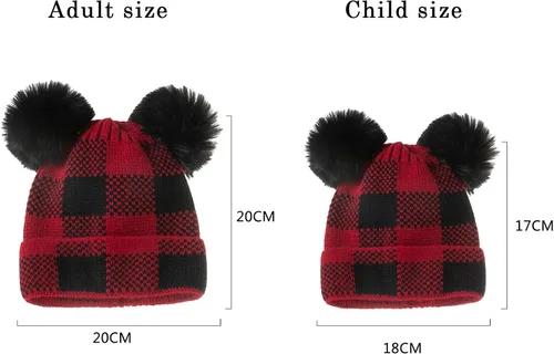 Vista 22 de 2 gorros de punto de Navidad para padres e hijos, gorro de Papá Noel para adultos, bebés, invierno, cálido, gorro de calavera para fiestas