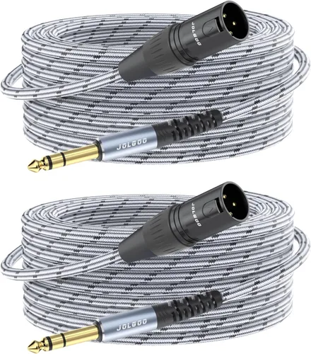 Vista 8 de JOLGOO Cable adaptador TRS a XLR macho de 1/4 de pulgada, enchufe TRS equilibrado de 0.250 in a macho XLR de 3 pines, cable de micrófono TRS macho