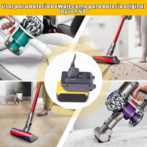 Vista 8 de Adaptador EID V8 para aspiradora Dyson V8, convertidor para batería DeWalt de 20 V a alimentación para Dyson V8 Animal Absolute Motorhead Fluffy