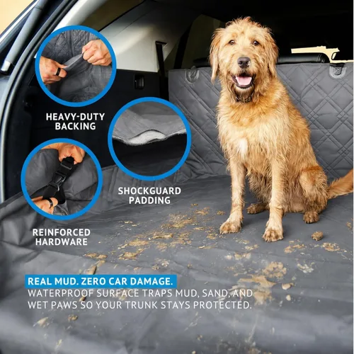 Vista 3 de Bulldogology - Cubierta de asiento para perros, revestimiento de primera calidad, resistente durabilidad, impermeable, respaldo antideslizante gris