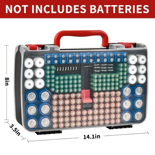 Vista 6 de Estuche Organizador de Almacenamiento de Baterías con Probador, Caja Portabaterias de Doble Cara para 269 Contenedores Caddy AA AAA AAAA 3A 4A 9V C