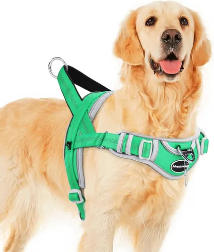 Vista 16 de ADVENTUREMORE Arnés para perro mediano - sin tirones, chaleco reflectante ajustable con asa de clip frontal para entrenamiento y caminata - Negro