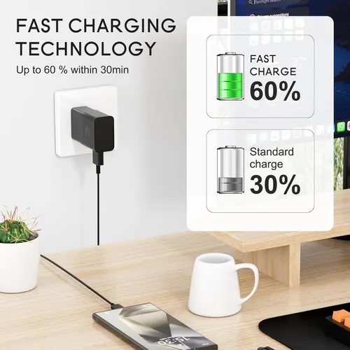 Vista 2 de Samsung Adaptador de carga rápida adaptable Bloque de carga rápida Enchufe de carga rápida para Samsung Galaxy S26/S26 Ultra/S25/S25 Ultra/S24/S24