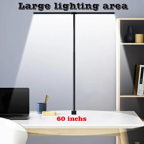 Vista 6 de Lámpara de escritorio LED para oficina en casa, luz de escritorio de arquitecto con abrazadera, 50 modelos de iluminación, control remoto y táctil