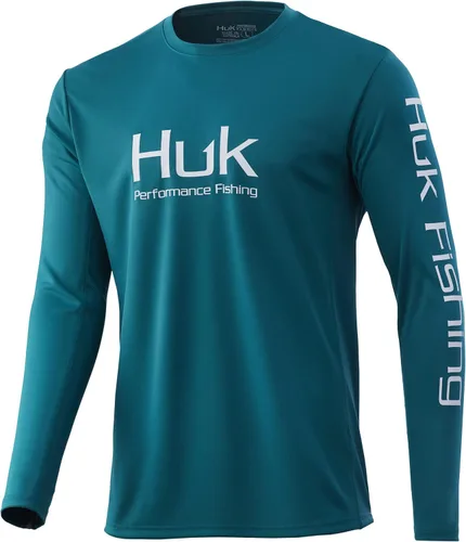 Vista 18 de HUK Camisa de manga larga Icon X para hombre, camisa de pesca de alto rendimiento Azul celeste