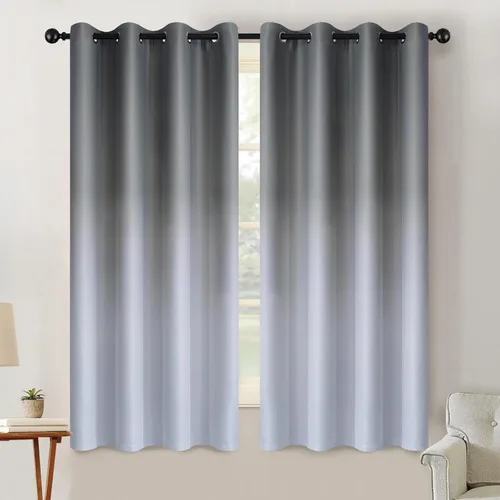 Vista 176 de SimpleHome Cortinas degradadas degradadas para oscurecer la habitación de 36 pulgadas de largo para dormitorio, con ojales y bloqueo de luz Negro