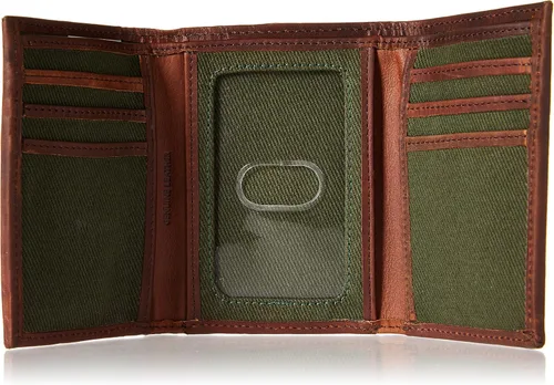 Vista 5 de Lucky Brand Lona para hombre con ribete de cuero RFID Trifold