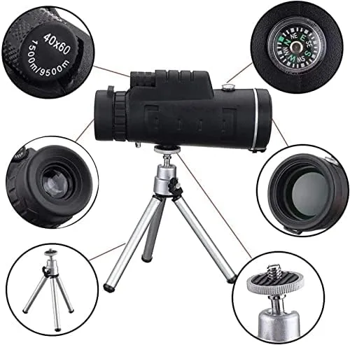 Vista 4 de High Performance 12x50 Monocular Telescope with BAK4 Prism and FMC Coating - Includes Smartphone Tripod Mount Adapter for Bird Watching, Hiking