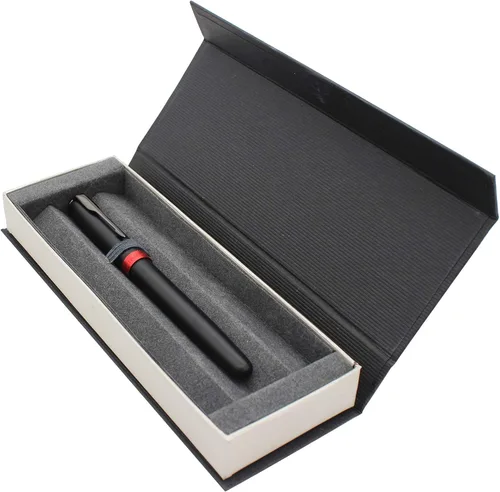 Vista 2 de Gullor Pluma estilográfica 75F negro mate con caja de regalo, borde rojo, punta fina